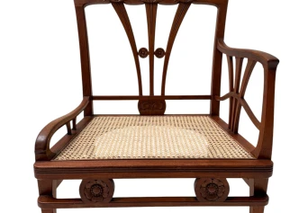 Art Nouveau Armchair with Wicker Seat by H.P. Mutters & Zoon, 1900s